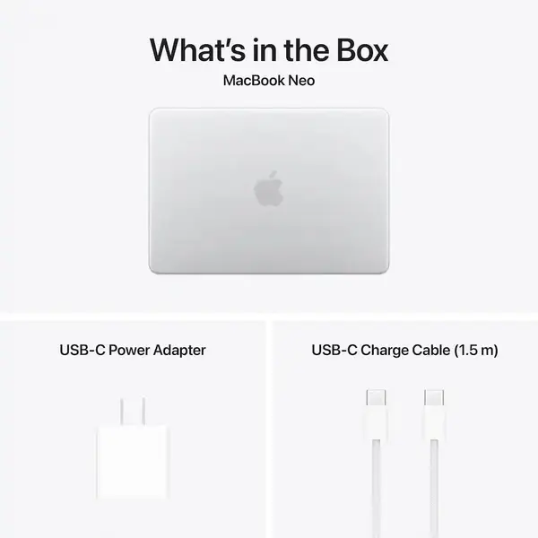 Apple Macbook Neo 13" MHFA4 Apple A18 Pro Chip, 6 core CPU & 5 core GPU, 8GB Memory, 256GB SSD, 13" Liquid Retina display, mac OS, Silver